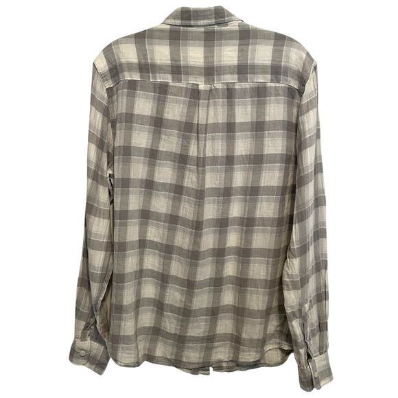 Marine Layer Button-Down Shirt Mens Medium Gray Plaid Cotton Linen Casual - Picture 3 of 7